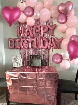 49pcs Pink Birthday Balloon Set, Includes 16 Inch Pink Birthday Decor, Heart Shaped Balloons & Metallic Pink Balloons, Suitable For Birthday Party, Baby Shower, Wedding, Bridal Shower, Photo Booth Backdrop, Anniversary, Home Decoration