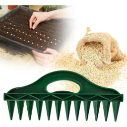12-Hole Seed Planter Tool for Raised Beds & Pots - Fixed-Spacing Garden Dibber, Hand-Depth Control (Solid 190g)