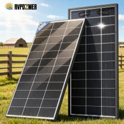RVPOZWER 200W/400W/800W Bifacial Solar Panel 18BB N-Type Mono Cells High-Efficiency PV Power for Home Rooftop Off-Grid Outdoor