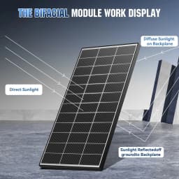 RVPOZWER 200W/400W/800W Bifacial Solar Panel 18BB N-Type Mono Cells High-Efficiency PV Power for Home Rooftop Off-Grid Outdoor