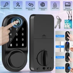 Bluetooth Smart Deadbolt Lock Keyless Entry Fingerprint Door Lock with Touch Keypad IC Card Physical Key APP Remote Temporary Code Auto Lock for Front Door Home Apartment Rental