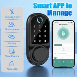 Bluetooth Smart Deadbolt Lock Keyless Entry Fingerprint Door Lock with Touch Keypad IC Card Physical Key APP Remote Temporary Code Auto Lock for Front Door Home Apartment Rental