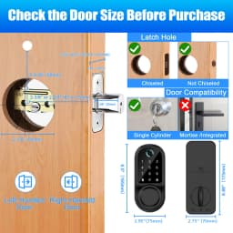 Bluetooth Smart Deadbolt Lock Keyless Entry Fingerprint Door Lock with Touch Keypad IC Card Physical Key APP Remote Temporary Code Auto Lock for Front Door Home Apartment Rental