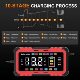 AeternaSol 12V 20A Heavy Duty Smart Trickle Charger Intelligent Pulse Repair Desulfator Battery Maintainer For Automotive Marine RV Tractor Lead Acid Lithium Batteries Full Auto Multi Stage Charging