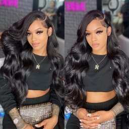 Pre-Plucked Natural Black Body Wave 13x4 HD Transparent Lace Front Wig Human Hair Wigs 180% Density Lace Frontal Wig