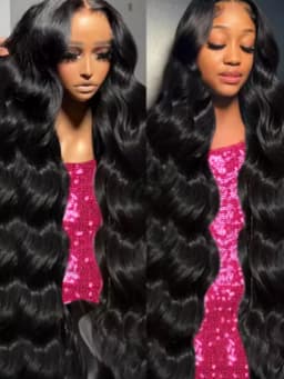 Pre-Plucked Natural Black Body Wave 13x4 HD Transparent Lace Front Wig Human Hair Wigs 180% Density Lace Frontal Wig