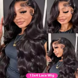Pre-Plucked Natural Black Body Wave 13x4 HD Transparent Lace Front Wig Human Hair Wigs 180% Density Lace Frontal Wig