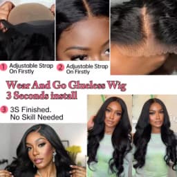 Pre-Plucked Natural Black Body Wave 13x4 HD Transparent Lace Front Wig Human Hair Wigs 180% Density Lace Frontal Wig