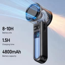 Portable Handheld Turbo Mini Fan Adjustable Wind Speed With Digital Display & Phone Holder, Rechargeable Cooling Fan For Travel Camping Indoor Outdoor Daily Use