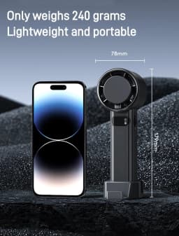 Portable Handheld Turbo Mini Fan Adjustable Wind Speed With Digital Display & Phone Holder, Rechargeable Cooling Fan For Travel Camping Indoor Outdoor Daily Use