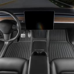 For 2021-2024 Model Y 7PCS Full Set TPE Floor Mats Full Coverage Custom Fit All Weather Waterproof Anti-Slip Odorless Easy Clean Cargo Mat Rear Seat Back Protector
