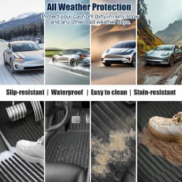 For 2021-2024 Model Y 7PCS Full Set TPE Floor Mats Full Coverage Custom Fit All Weather Waterproof Anti-Slip Odorless Easy Clean Cargo Mat Rear Seat Back Protector