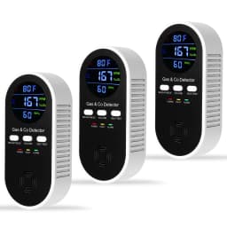 5-in-1 Combination Gas & Carbon Monoxide Detector,AC-Plug-in Natural Gas,Propane&CO Alarm with Adjustable Volume & Brightness,Battery Backup,Temperature(°F)&Humidity Sensor for Home,RV,Hotel