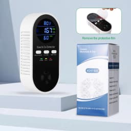 5-in-1 Combination Gas & Carbon Monoxide Detector,AC-Plug-in Natural Gas,Propane&CO Alarm with Adjustable Volume & Brightness,Battery Backup,Temperature(°F)&Humidity Sensor for Home,RV,Hotel