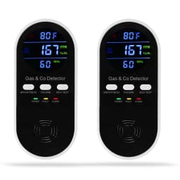 5-in-1 Combination Gas & Carbon Monoxide Detector,AC-Plug-in Natural Gas,Propane&CO Alarm with Adjustable Volume & Brightness,Battery Backup,Temperature(°F)&Humidity Sensor for Home,RV,Hotel