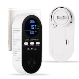 5-in-1 Combination Gas & Carbon Monoxide Detector,AC-Plug-in Natural Gas,Propane&CO Alarm with Adjustable Volume & Brightness,Battery Backup,Temperature(°F)&Humidity Sensor for Home,RV,Hotel