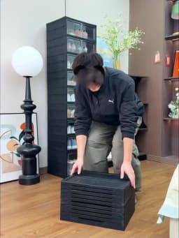 3/6-Layer Foldable Shoe Cabinet with Magnetic Doors, Stackable Clear-Front Shoe Boxes, Rolling Foldable Shoe Rack, Suitable for Hallway, Wardrobe, Bedroom, Black