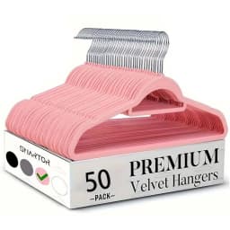 10/20/50 Pack Premium Anti-Slip Velvet Garment Hangers, Soft Flocked Non-Scratch Clothes Hangers with 360° Swivel Hooks, Heavy Duty Sturdy Coat Hangers, Slim Compact Hangers to Save Closet Storage Space