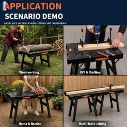 Folding Workbench & Sawhorse, 2-in-1 Portable Work Table with 300lbs Capacity, Heavy-Duty Support Stand, Large 35" Work Surface for Garage Workshop Jobsite