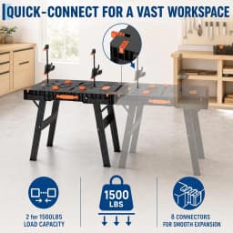Folding Workbench & Sawhorse, 2-in-1 Portable Work Table with 300lbs Capacity, Heavy-Duty Support Stand, Large 35" Work Surface for Garage Workshop Jobsite
