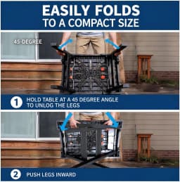 Folding Workbench & Sawhorse, 2-in-1 Portable Work Table with 300lbs Capacity, Heavy-Duty Support Stand, Large 35" Work Surface for Garage Workshop Jobsite