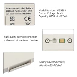 M3538A Replacement Battery For Ph-ps Heartstart MRx Monitor Defibrillator Battery M3538A M3535A M3536A M3535-60992 97WH US Sock Fast Delivery
