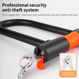 TOSUOD U-Lock High-Strength Alloy Steel Zinc Alloy Lock Cylinder With 2 Keys For Mountain Road Folding Electric Motorcycle Etc U Lock