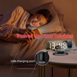 Projection Alarm Clock Bedroom 180° Rotating LED Large Display Ceiling Projector Dual Alarm Dimmer USB Charging Digital Clock Home Decor Holiday Gift