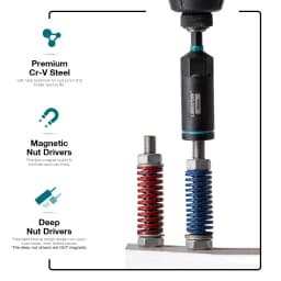 Magnetic Nut Driver Set, 18PCs Impact Driver Bit Set, Deep Nut Drivers Set, Metric Nut Driver for Impact Drill, 5-14 MM Nut Drivers and 6-17 MM Nut Deep Drivers, Bit Holder, for Car Repairs