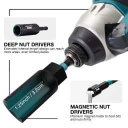 Magnetic Nut Driver Set, 18PCs Impact Driver Bit Set, Deep Nut Drivers Set, Metric Nut Driver for Impact Drill, 5-14 MM Nut Drivers and 6-17 MM Nut Deep Drivers, Bit Holder, for Car Repairs