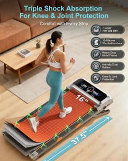 Treadmill with 15% 12-Level Auto Incline & UI Screen, 3.5HP Foldable Under Desk Treadmill, 450LBS Capacity, Bluetooth Speaker, Remote & APP Control for Home Office - Portable