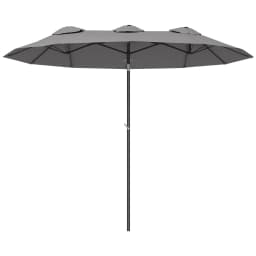 9.7' Double-Sided Patio Umbrella with 3 Air Vents, Tilt and Crank, Outdoor Umbrella, Gray