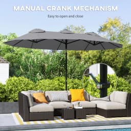 9.7' Double-Sided Patio Umbrella with 3 Air Vents, Tilt and Crank, Outdoor Umbrella, Gray