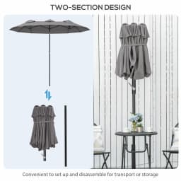 9.7' Double-Sided Patio Umbrella with 3 Air Vents, Tilt and Crank, Outdoor Umbrella, Gray