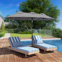 9.7' Double-Sided Patio Umbrella with 3 Air Vents, Tilt and Crank, Outdoor Umbrella, Gray