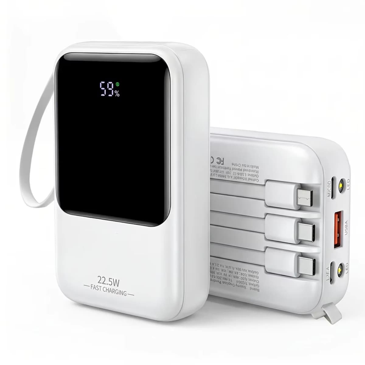 10000mAh Portable Power Bank for Universal Devices Super Fast Charging with Built-in Cable Large Capacity Power Bank for All Smartphones
