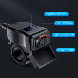 PD QC3.0 Motorcycle USB Fast Cellular Charger Waterproof Type C Port Socket Connector With Cell Mobile Voltmeter Digital Charger