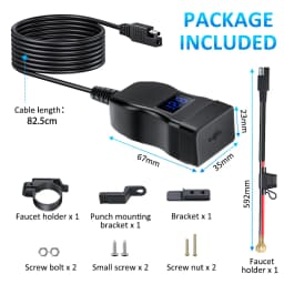 PD QC3.0 Motorcycle USB Fast Cellular Charger Waterproof Type C Port Socket Connector With Cell Mobile Voltmeter Digital Charger