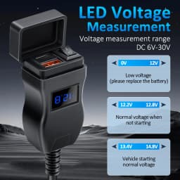 PD QC3.0 Motorcycle USB Fast Cellular Charger Waterproof Type C Port Socket Connector With Cell Mobile Voltmeter Digital Charger