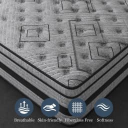 12/ 14inch Foam and Spring Hybrid Mattress, Medium Firmness, Available in Full, Queen, and King Sizes, Gel Memory Foam for Lumbar Support, Boxed Mattress