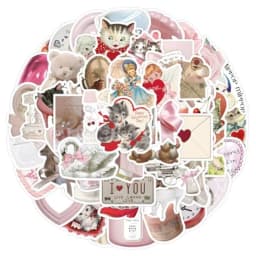 Cute Vinyl Laptop, Waterproof Aesthetic Stickers, Pink Sticker Pack for Girls Water Bottles Laptop Computer Phone Guitar 60 Coq