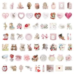 Cute Vinyl Laptop, Waterproof Aesthetic Stickers, Pink Sticker Pack for Girls Water Bottles Laptop Computer Phone Guitar 60 Coq