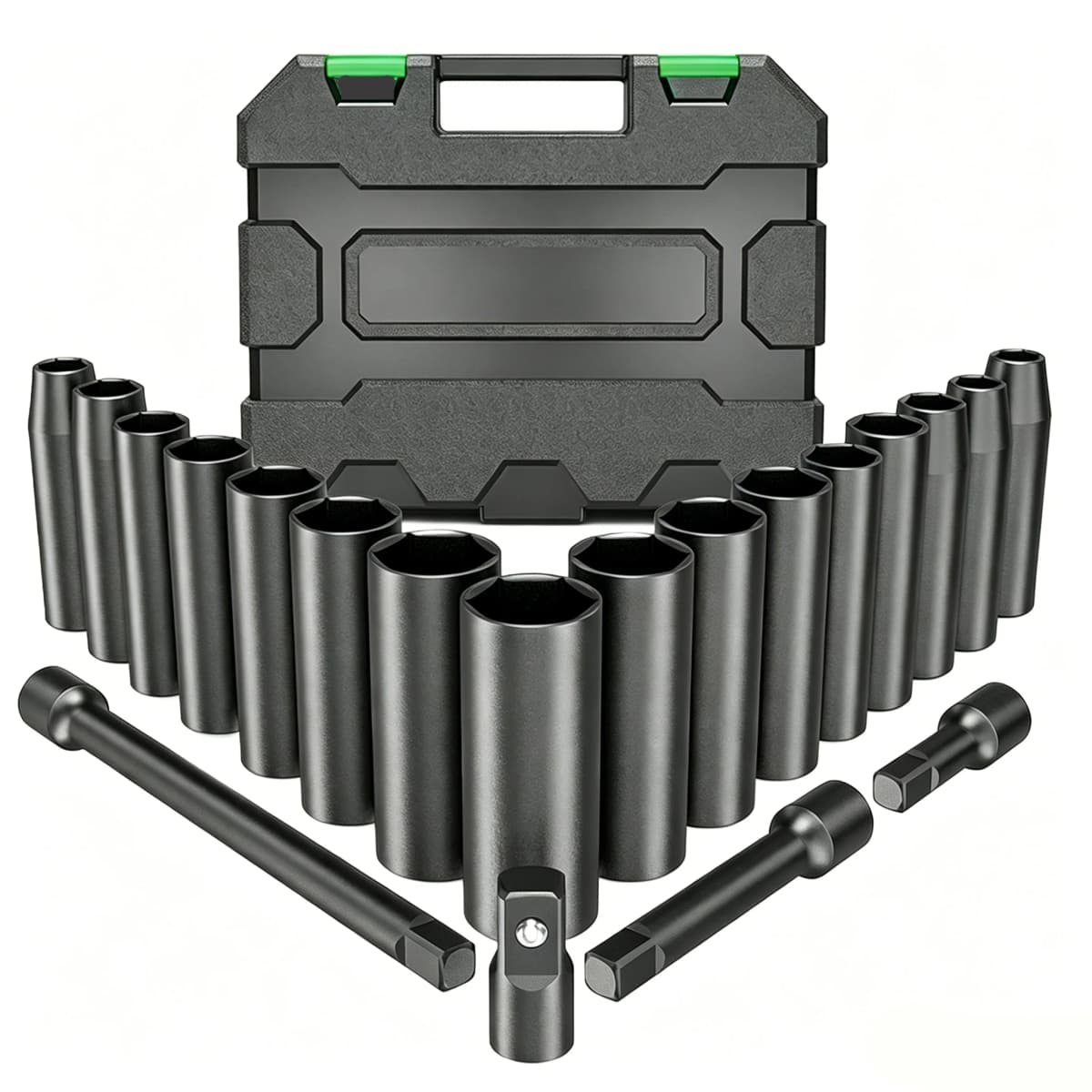 20PCS Impact Socket Set 1/2 Drive Metric for Air Pneumatic Universal Socket Metric Drive Deep Socket Wrench Repair Tools with Efficiency and Precision