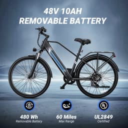 DYU C5 Adult Electric Bike 1000W Motor 480WH Lithium Battery Electric Bicycle ，7-Speed City E-Bike UL2849 Certified