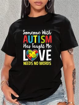 Autism Awareness Puzzle Piece Teacher 1 Pcs Women's Plus Size-Shirt Funny Oversized Graphic Short Sleeve Tee Novelty