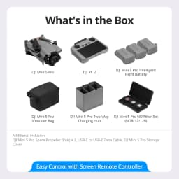 Open Box-DJI Drone with Camera Mini 5 Pro Fly More Combo with DJI RC 2,1-Inch CMOS, 4K Drone for Beginners with Omnidirectional Obstacle Sensing, ActiveTrack 360°, 225° Gimbal Rotation, 3 Batteries