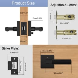 Viladepot Privacy Door Handle Keyless Reversible Door Lock Hardware Door Lever Bedroom Bathroom Left&Right Door Knob