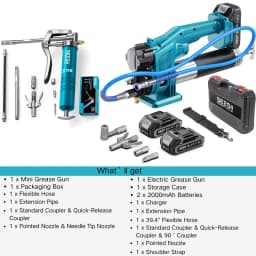 SEESII 10000PSI Electric Grease Gun Kit 4.6 OZ/MIN Auto Greasing with 2*2.0A Battery & 4000 PSI Mini Manual Grease Gun 3 Oz Portable Small Grease Gun Kit