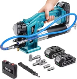 SEESII 10000PSI Electric Grease Gun Kit 4.6 OZ/MIN Auto Greasing with 2*2.0A Battery & 4000 PSI Mini Manual Grease Gun 3 Oz Portable Small Grease Gun Kit