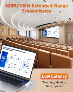 Wireless HDMI Transmitter & Receiver Kit – 4K to 1080P@60Hz, 328ft (100m) Range, Type-C, Plug&Play, 5.8G+2.4G, for Phone, Tablet, Laptop, PC to Monitor, Projector, TV